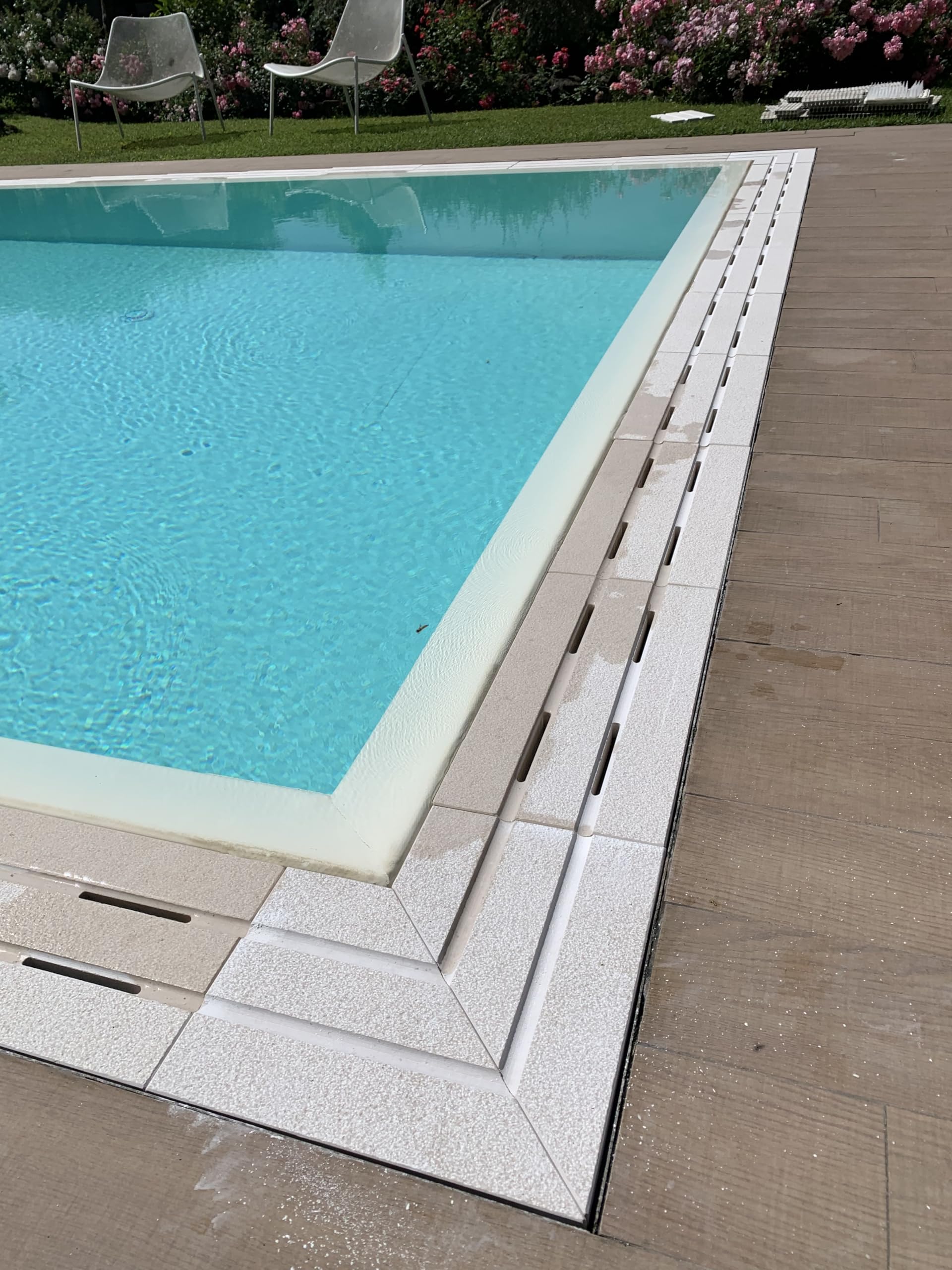 AZF MARMI Griglia per Piscina in Pietra Naturale 50x24 cm, 3 cm di Spessore, Beige, Ad Incastro, 1 Pezzo