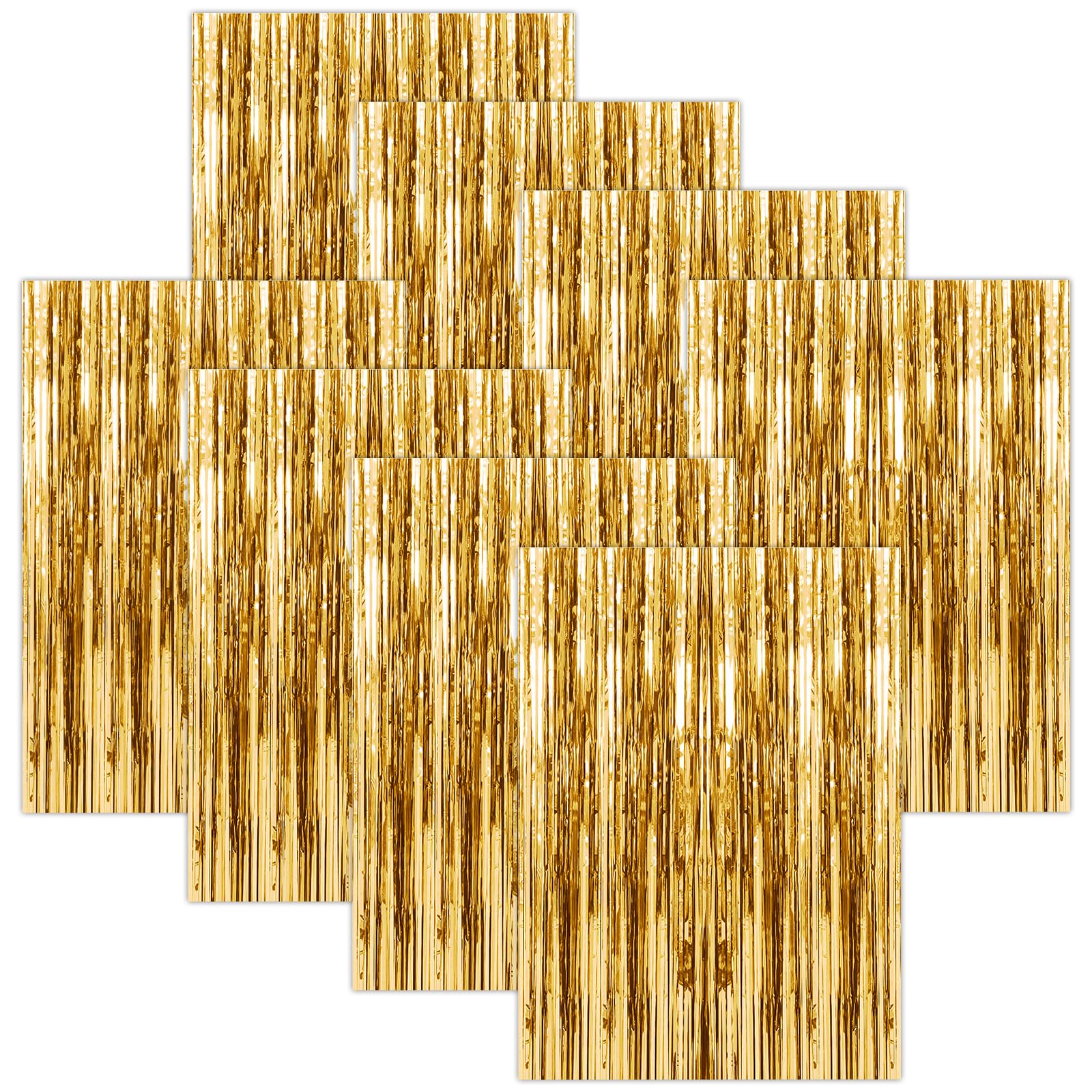 Heuiop Gold 8 Pcs 3.2Ft X 6.5Ft Foil Curtain Foil Curtains Party Decorations Backdrop Curtain Tinsel Curtain For Party Holiday Decor