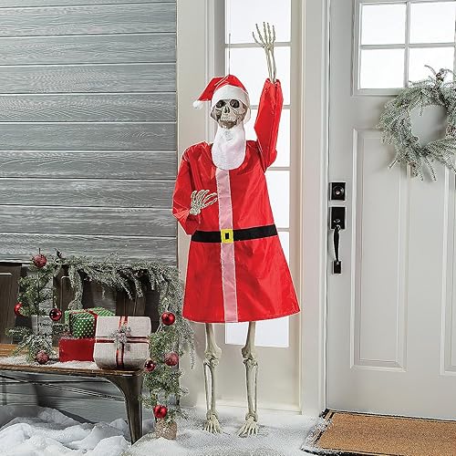 Fun Express Juego de esqueleto posable de tamaño real con disfraz de Papá Noel, 4 piezas