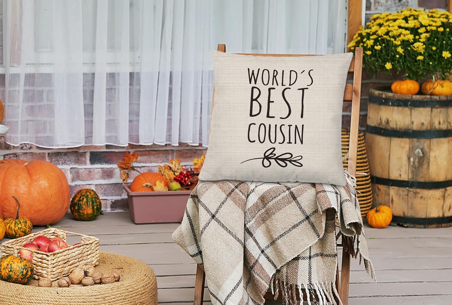 Cousin Gifts Pillow Covers 18x18, Best Cousins Gifts for Women Mother's Day Birthday, World's Best Cousin Decorative Throw Pillow Cover for Home Bedroom Living Room Couch Bed - Image 4