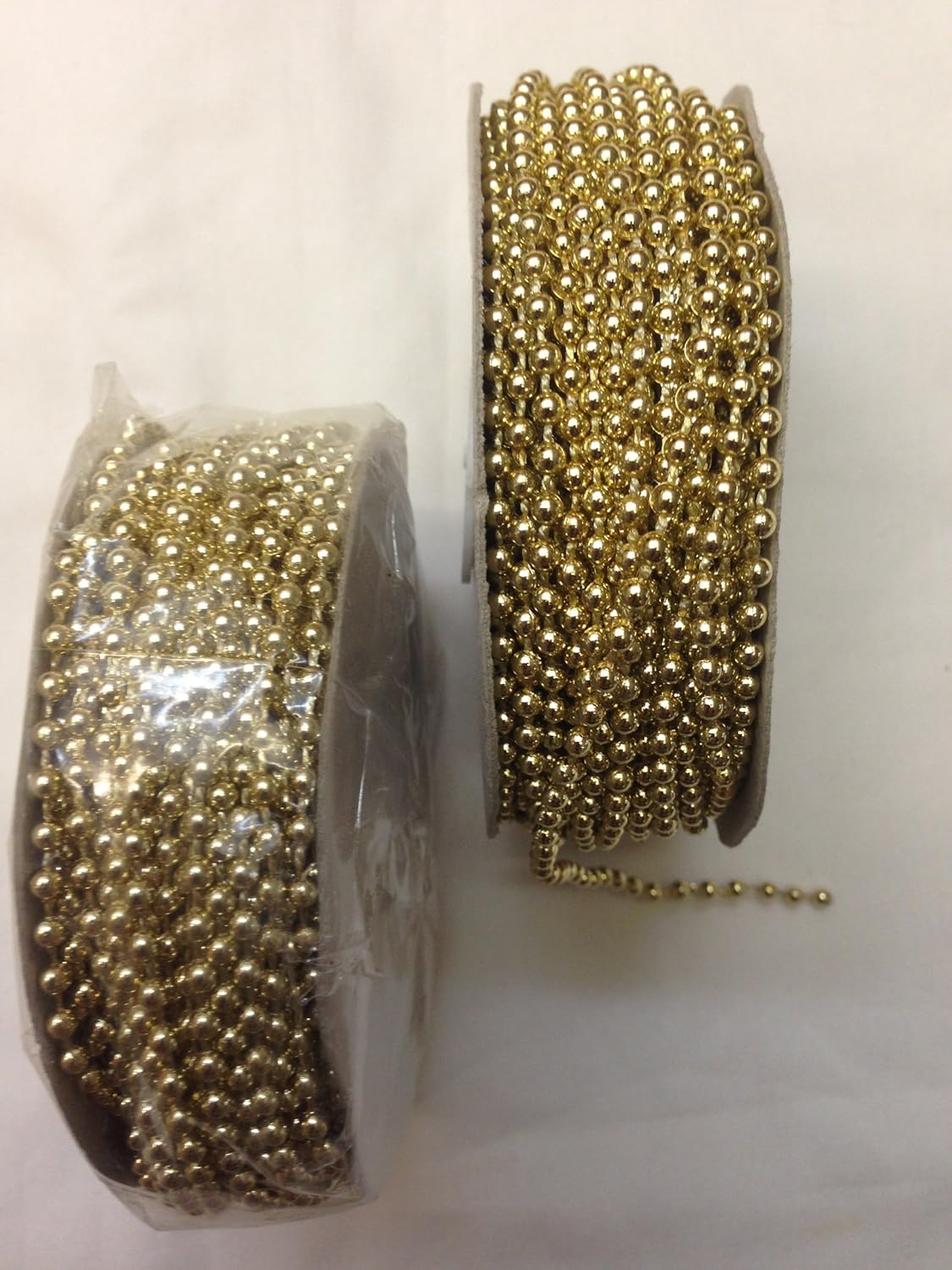 3mm Faux Pearl Plastic Beads on a String Craft Roll - Metallic Gold, Total 2 Rolls