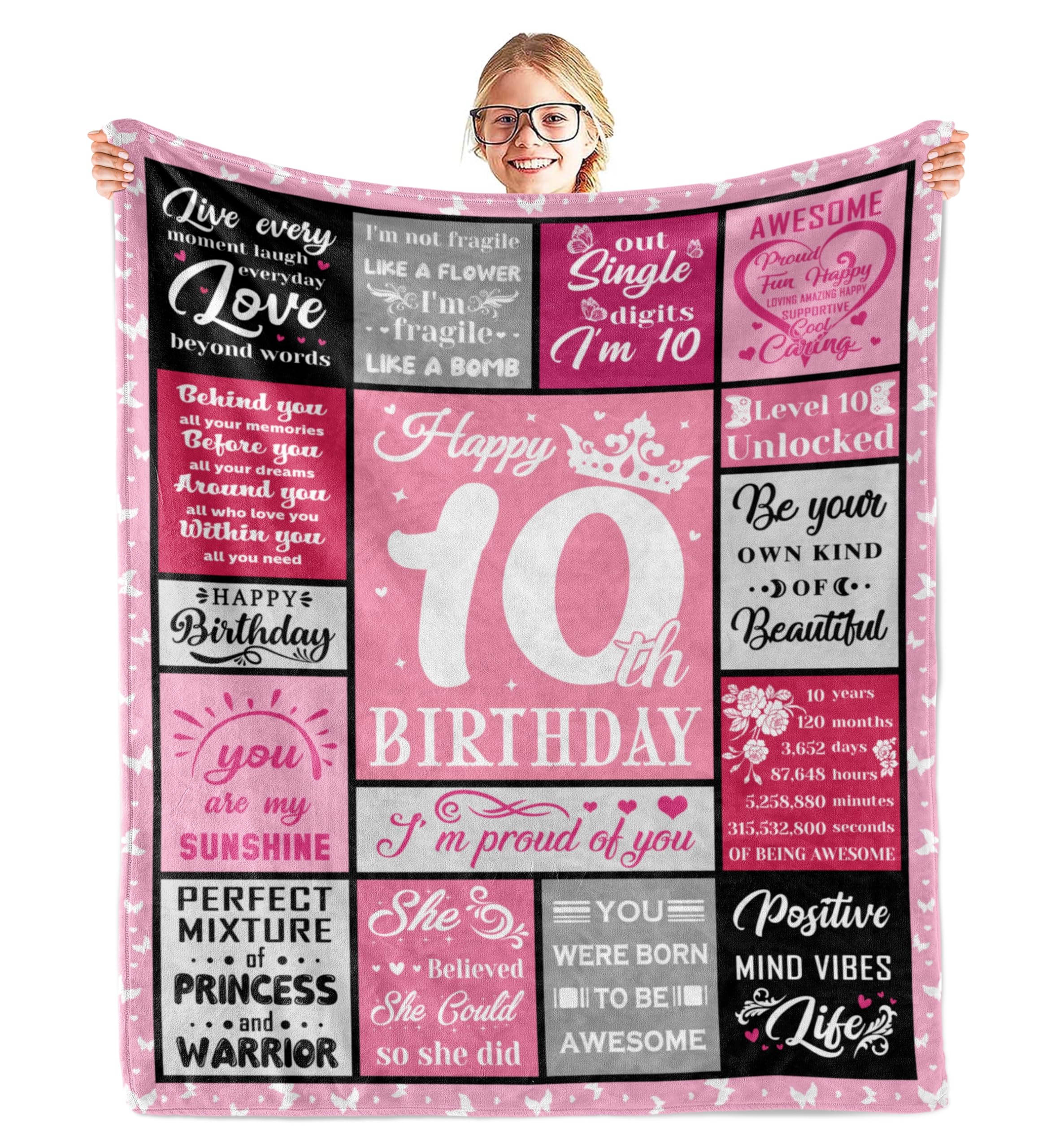 10 Year Old Girl Birthday Gifts, Gifts for 10 Year Old Girls,10th Birthday Gift for Girls, 10th Birthday Decorations for Girl Blanket 60x50in-image-19