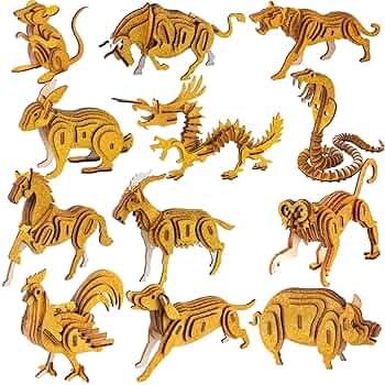 Amazon | 立体 動物 木製 パズル 3D 立体パズル セット カラー