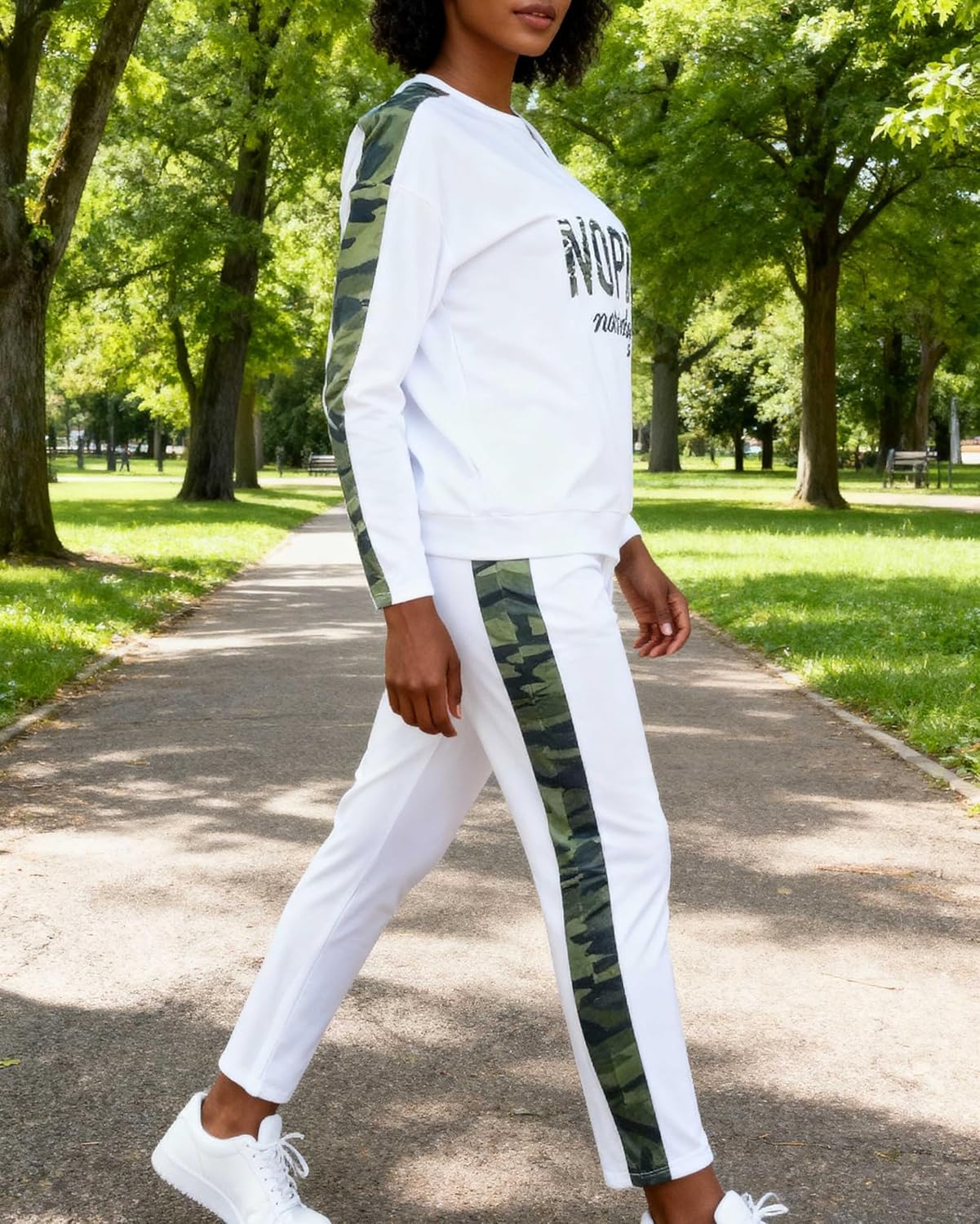 2 Piece Outfits for Women Fall Long Sleeve Lounge Wear Set with Pattern Sexy Slim Fit Lounge Wear Casual - Image 3