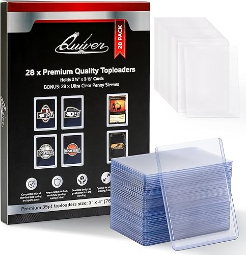 Quiver Time Cargadores superiores de 3 x 4 para tarjetas, fundas de plástico duro duraderas de 35 puntos para tarjetas deportivas, tarjetas de