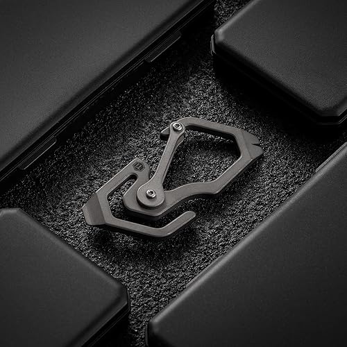 Vista 7 de KeyUnity Cuchillo plegable de titanio KK01S y grillete de llave de anillo KA17 D y llavero de mosquetón KU05