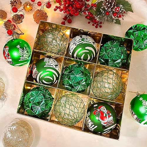 ORTIGIA Adornos de bola de Navidad inastillables, transparentes, grandes, rústicas, para árboles de Navidad, delicados adornos colgantes para