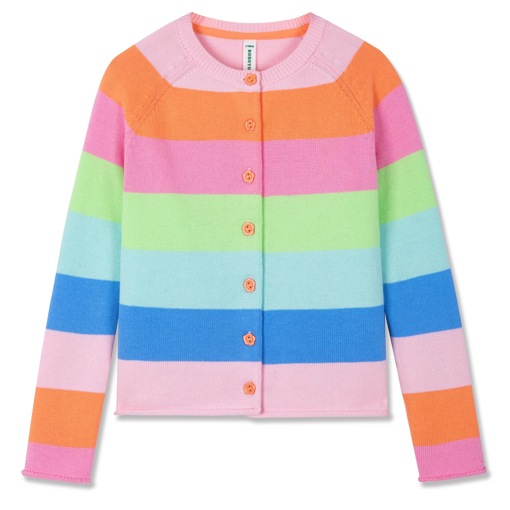BOBOYOYO Girls Cute Cardigan 100% Cotton Rainbow Kids Cardigan Sweater