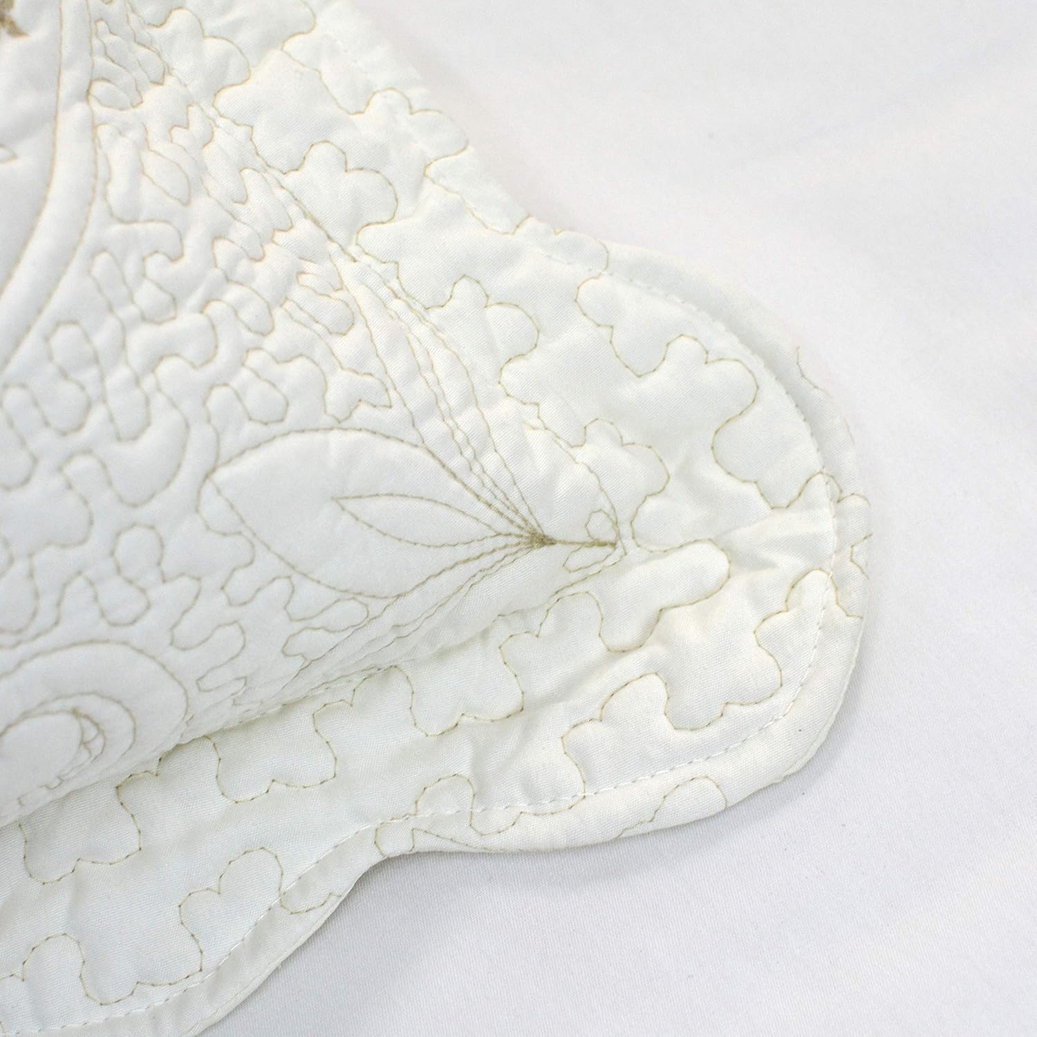 Brandream Cream White Vintage Embroidered Pillow Shams Standard Size Quilted Pillow Shams Set of 2 Ultra Soft - Image 5