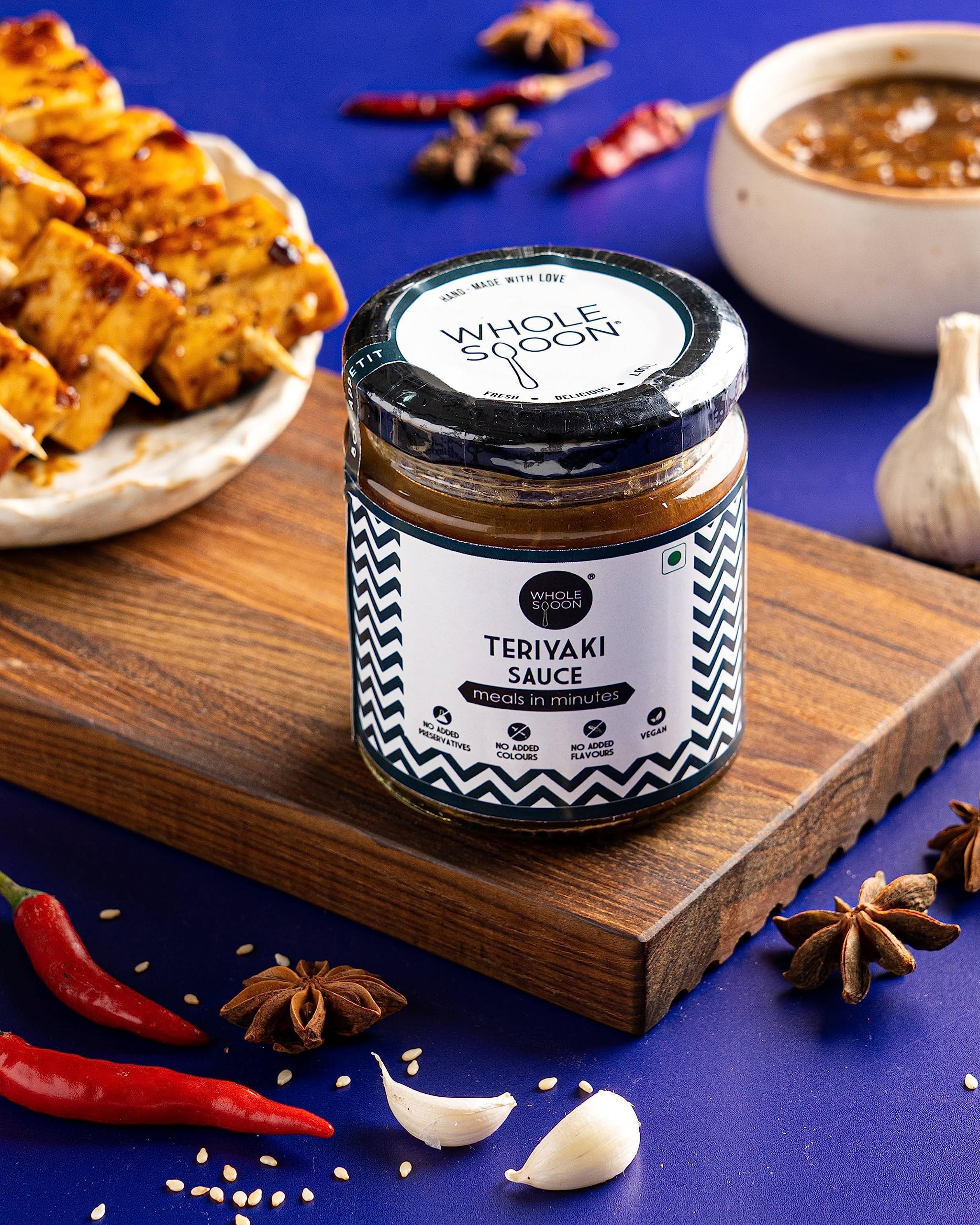 Wholespoon Teriyaki Sauce (180gm) | All Natural, Preservatives Free & Plant Based | Make Restaurant Style Asian Meals with Teriyaki Sauce