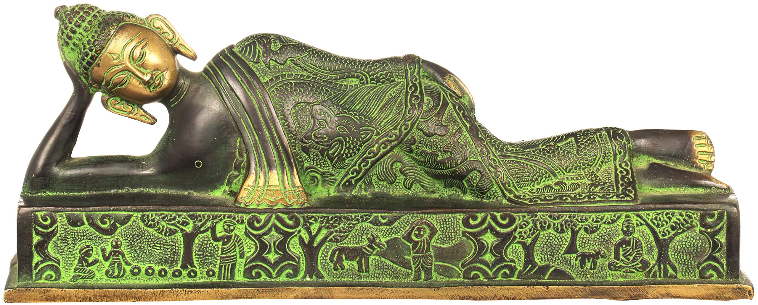 Statue Bouddha Parinirvana en laiton, cadeau spirituel