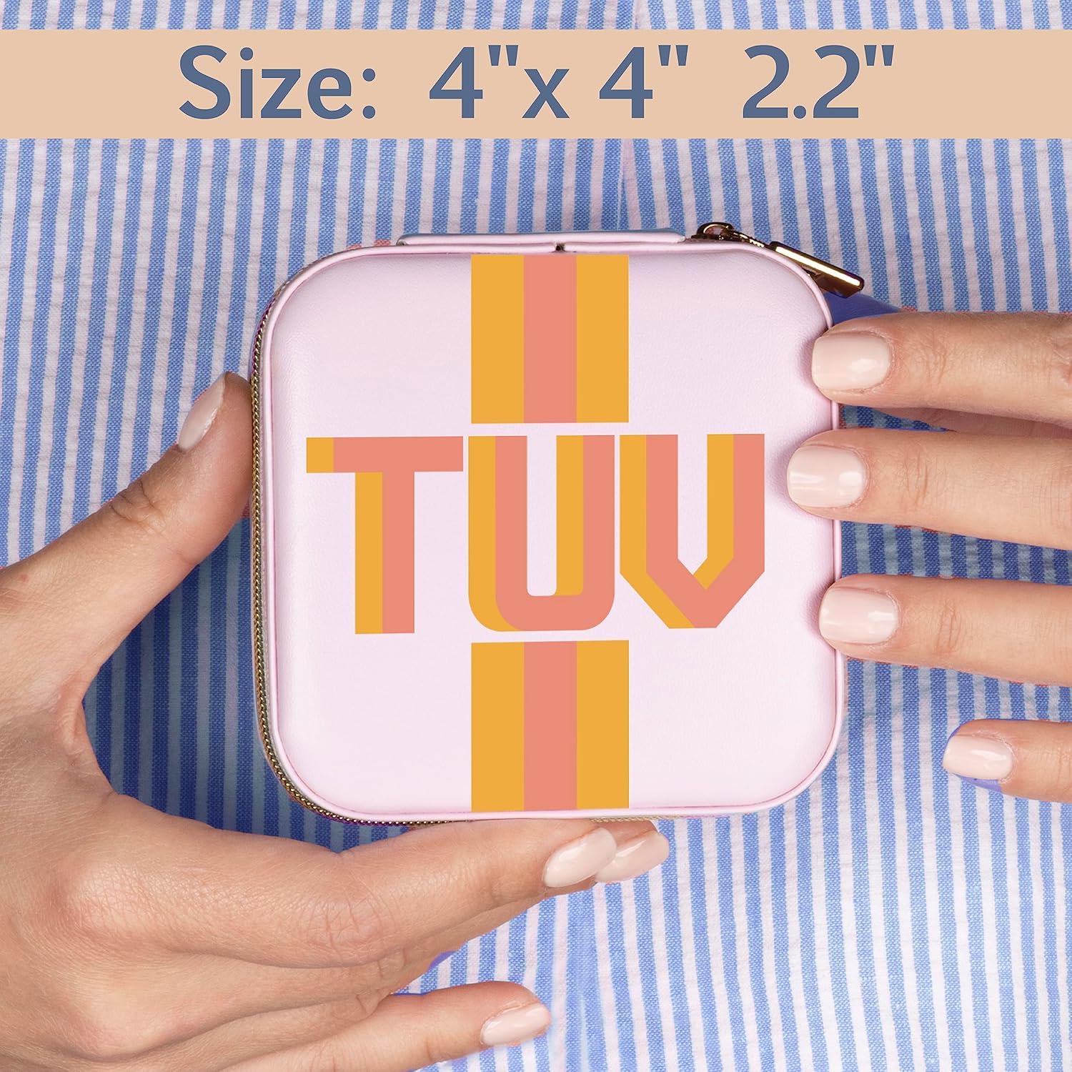 Personalized Shadow Initial Travel Jewelry Organizer, Monogram Custom Leather Case for Bridesmaid, Mother's Day, Birhday, Christmas Gift Box, Holder for Women Girls Bachelor Party (White) - Image 3