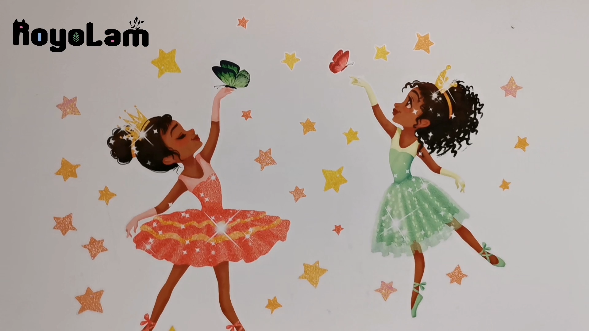 Vinilo decorativo negro con niñas y mariposas miniatura 7