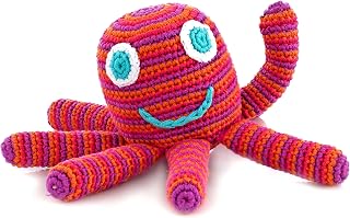 | Handmade Octopus Baby Rattle—Bright Pink | Ocean | Beach | Coastal | Crochet Baby Toy | Fair Trade | Machine Washable