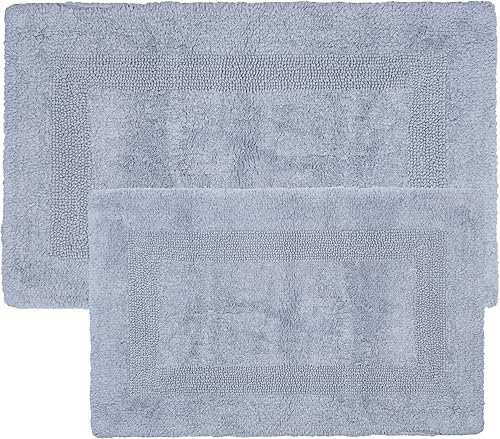 Miniatura 2 de Bedford Home Juego de alfombras reversibles de 2 piezas 100% algodón, color plateado