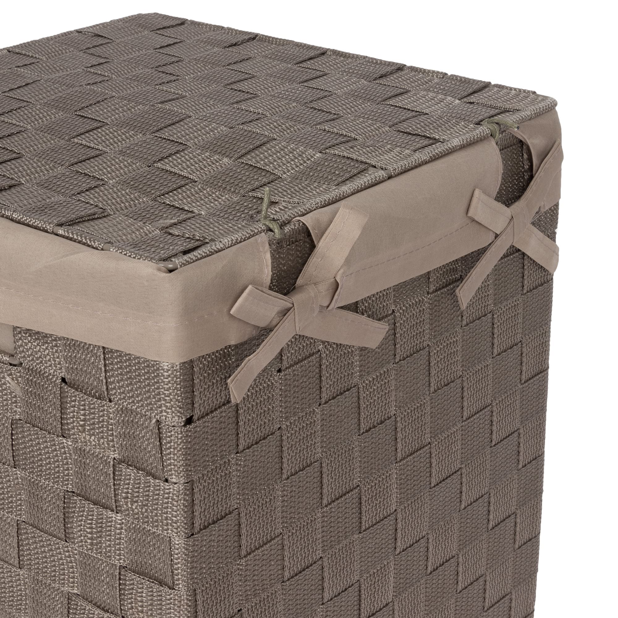 Compactor Tex Cesto Portabiancheria Quadrato Con Coperchio, Talpa, Tessuto Con Struttura In Metallo, Fodera In Lino Rimovibile, 30 x 30 x 50 cm, RAN6891
