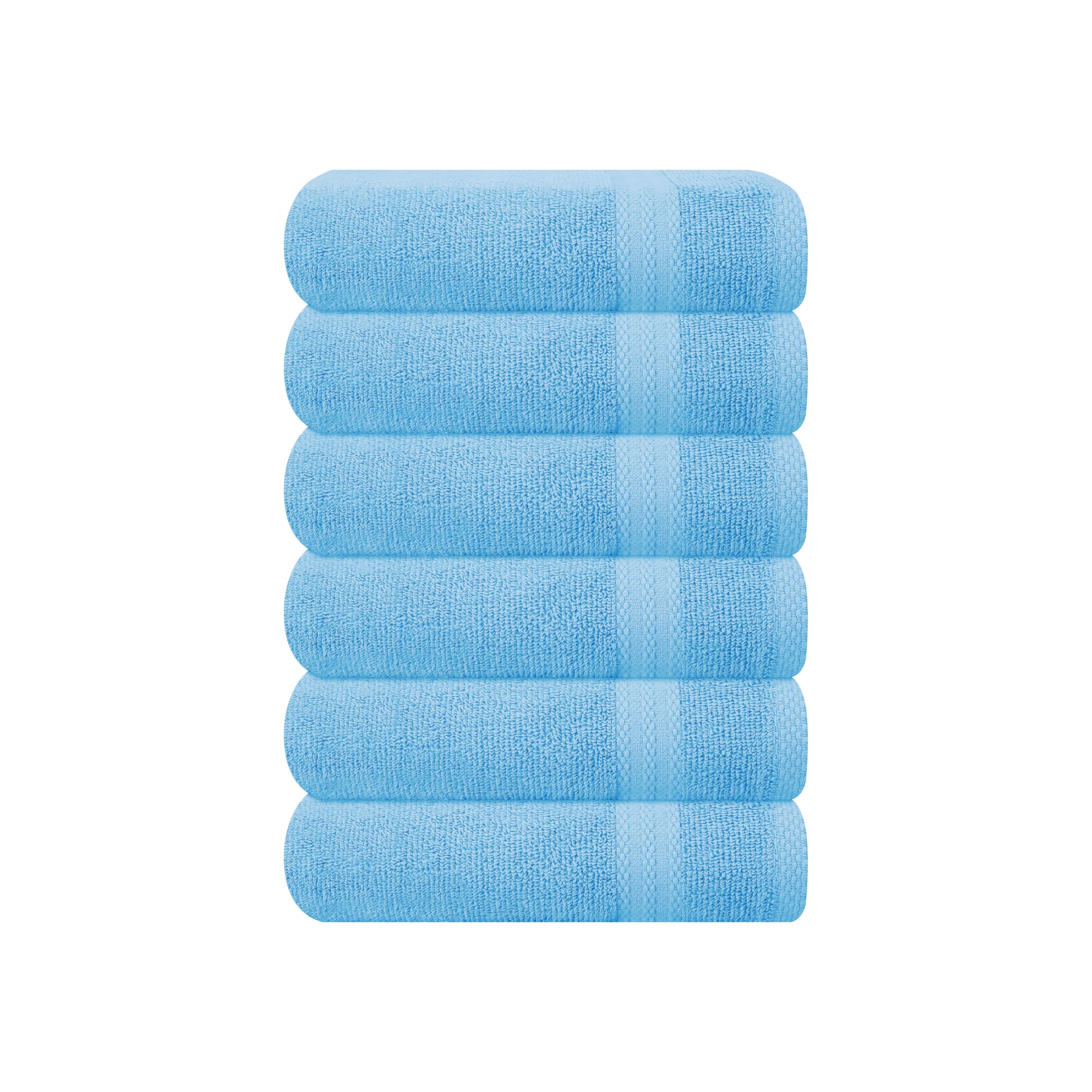 GLAMBURG Ultra Soft 6-piece Hand Towel Set 16x28-100% Ringspun Cotton - Durable &amp; Highly Absorbent Hand Towels - Ideal for use in Bathroom, Kitchen, Gym, Spa &amp; General Cleaning - Sky Blue