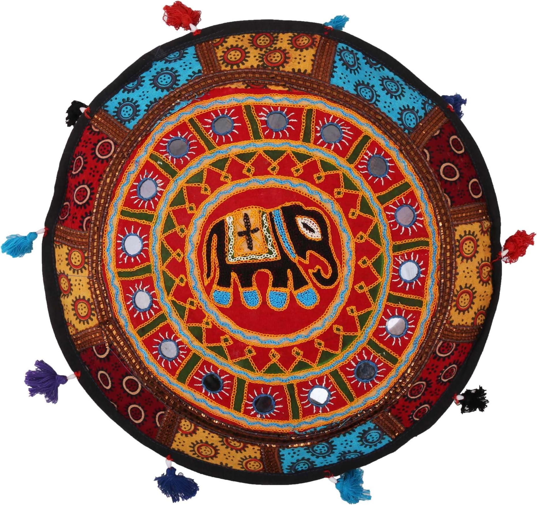 Pick Indiana Handicraft Kutch Work Round Cushion Cover By Saffronhead Home - Furnishing - Bed 20X20 Inch