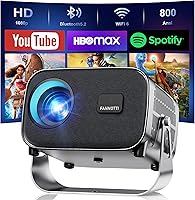 Vista 2 de Proyector inteligente con WIFI y Bluetooth, proyector portátil 800ANSI nativo 1080P aplicaciones integradas, proyector de película Keystone