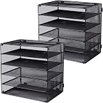 EASEPRES 6 Slot Wire Desk Fichier Organisateur Plateau, Mesh Remplissage de papier Lettre Plateau de bureau en métal Sorter de papier Littérature Organisateur Rack pour Home Office School, Noir