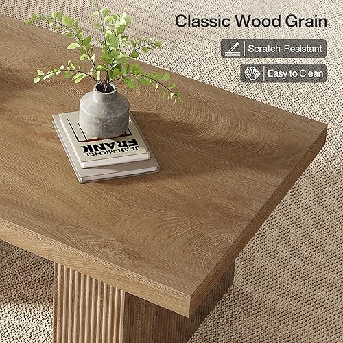 Miniatura 6 de Tribesigns Mesa de centro de granja, mesa central rectangular de 47.24 pulgadas con mesa grande y base gruesa, muebles de madera rústica para sala