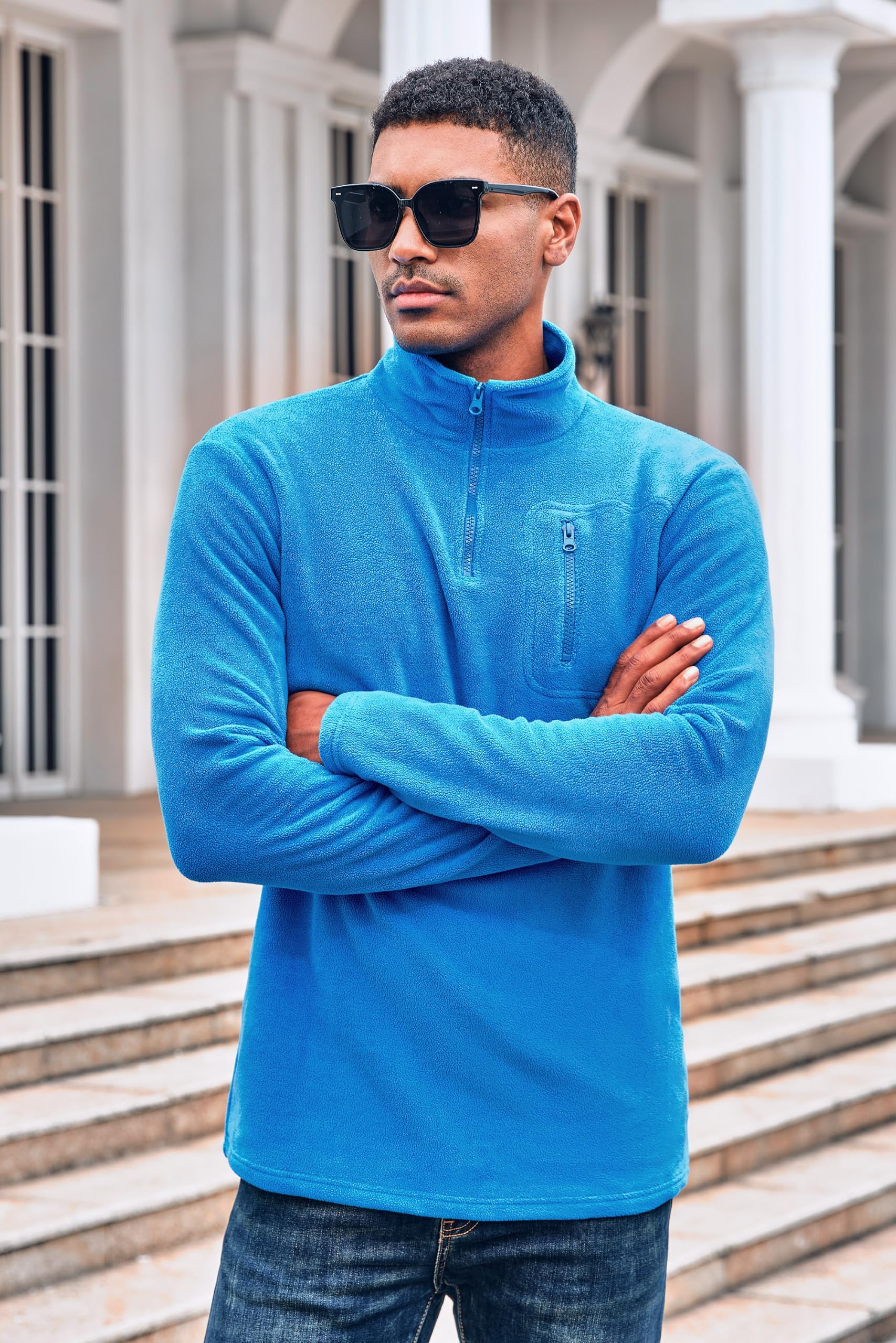 Beotyshow Herren Fleecepullover Militär Outdoor Fleecejacke Taktisch Sweatshirt Trekking Jacke Männer Half Zip Pullover Microfleece Sweatpullover
