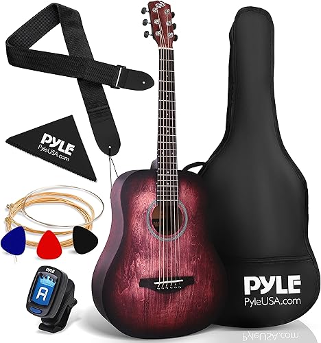 Vista 15 de Pyle Kit de guitarra acústica, 3/4 tamaño junior, instrumento de cuerda de acero de madera para principiantes, adultos, 36 pulgadas, gris oscuro mate