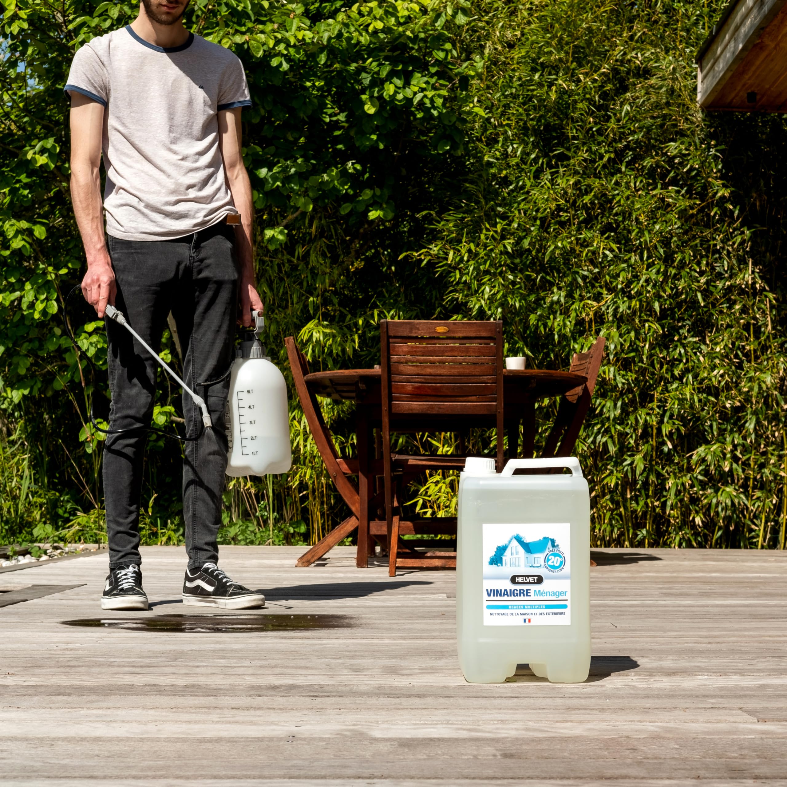 HELVET VINAIGRE BLANC MENAGER 20 Degrés – SUPER CONCENTRE – Gros Format 10L pour le Nettoyage de la Maison et des Extérieurs – Produit 100% Naturel