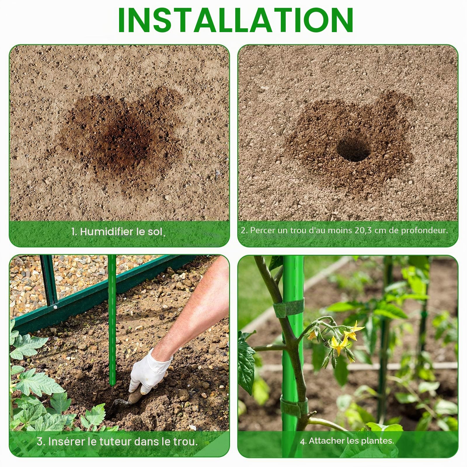 WAENLIR Lot de 25 piquets de jardin robustes pour plantes et tomates 60 cm