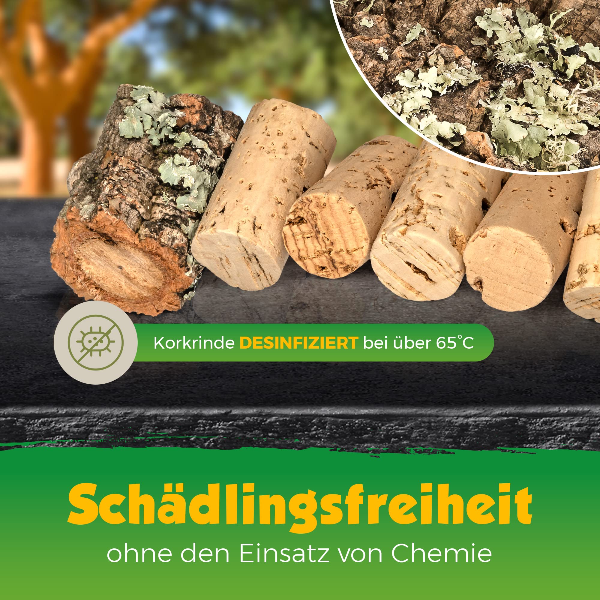 Collana per sgranocchiare in sughero naturale | Collana in sughero | Altalena per uccelli da sgranocchiare | Disinfettata termicamente