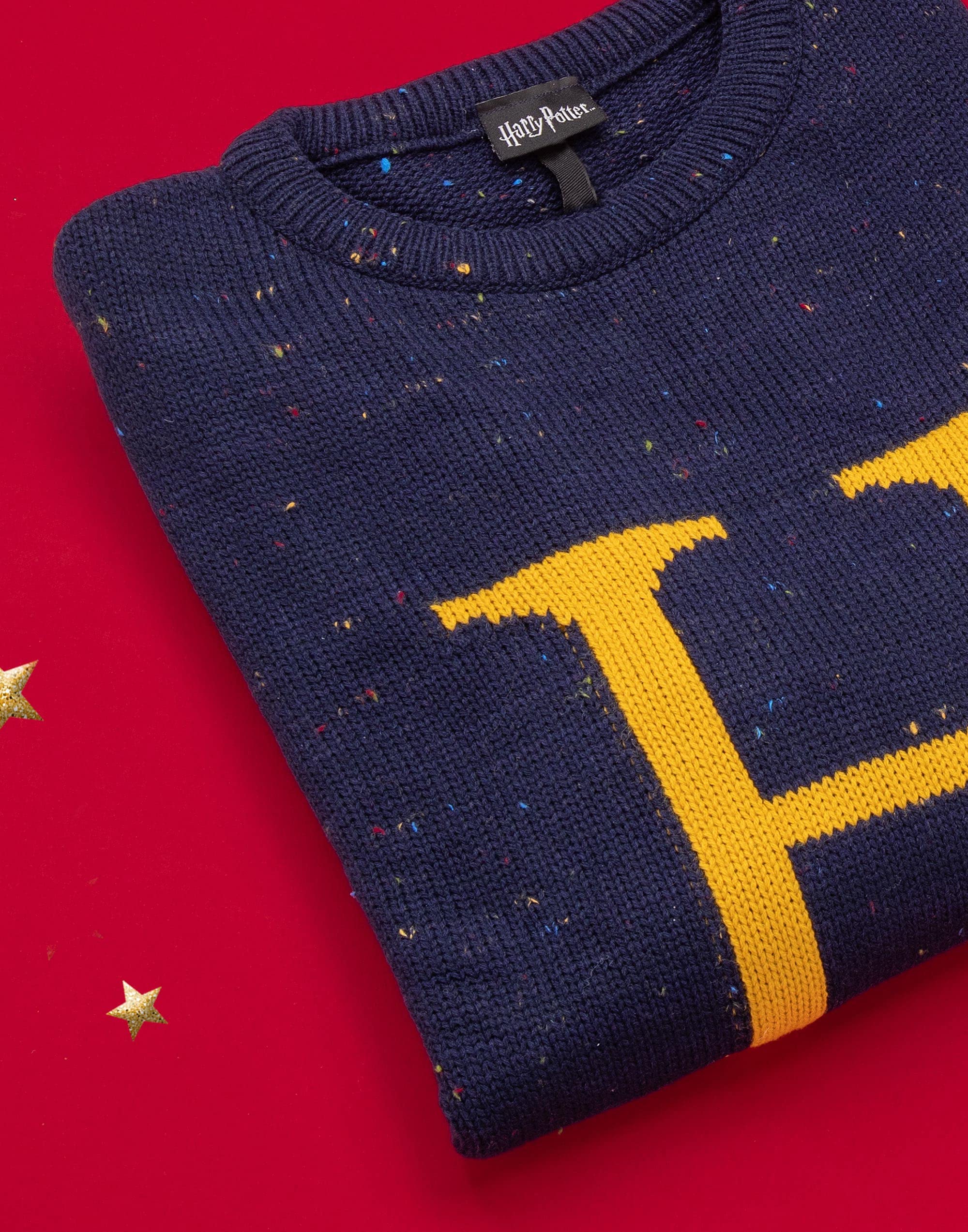 Harry Potter Jersey de Navidad Jersey Azul Unisex Tejido con Letra H de Harry