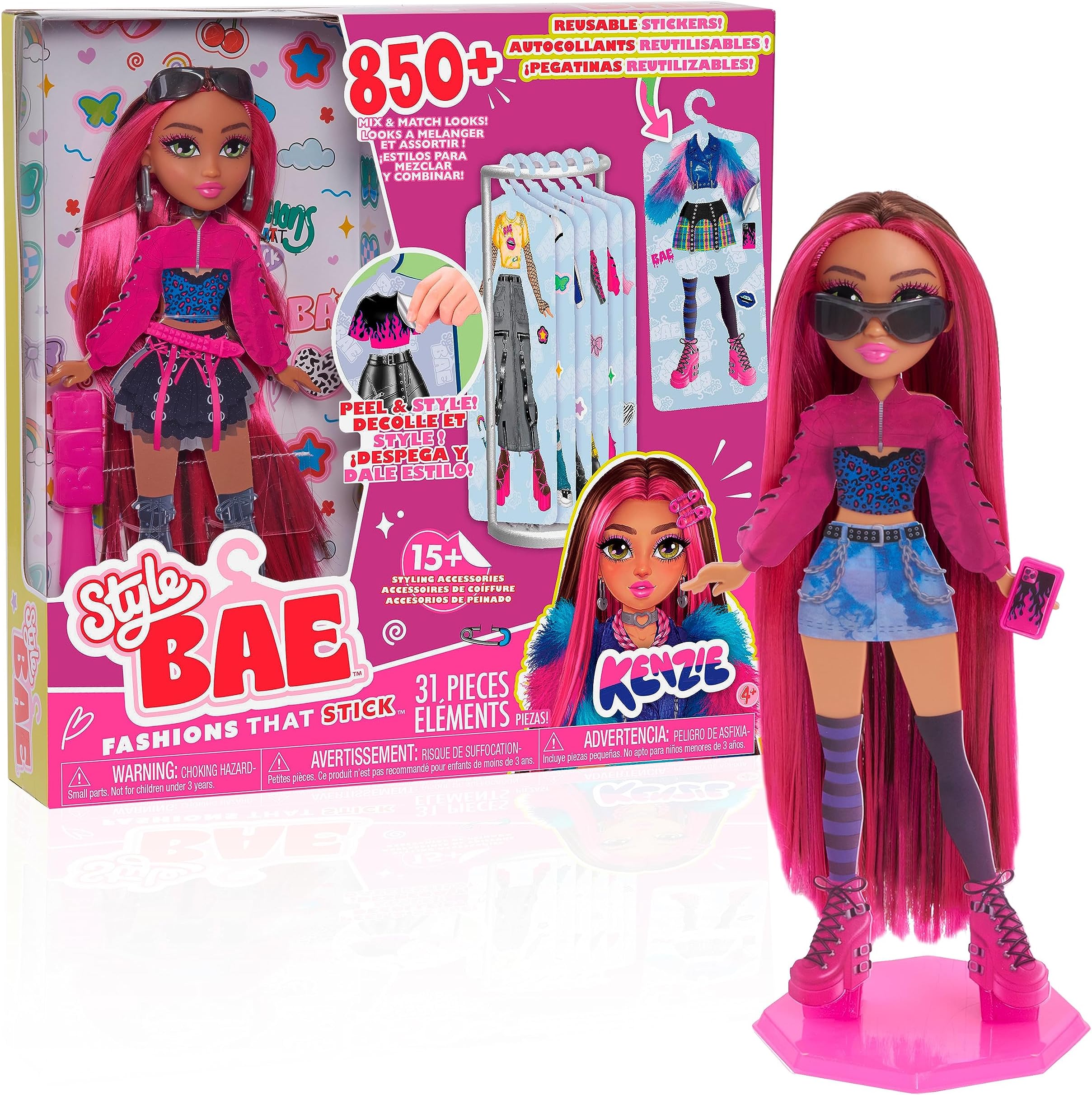 Just Play Style Bae Kenzie 10-Inch Fashion Doll and Accessories, 28-Pieces, Kids Toys for Ages 4 Up