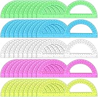100 Pack Bulk Translucent Plastic Protractors 6 Inch 180° Geometry Angle Measure - 5 Colors for School Office