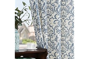 Jinchan Blue Print Baroque Style Linen Curtains