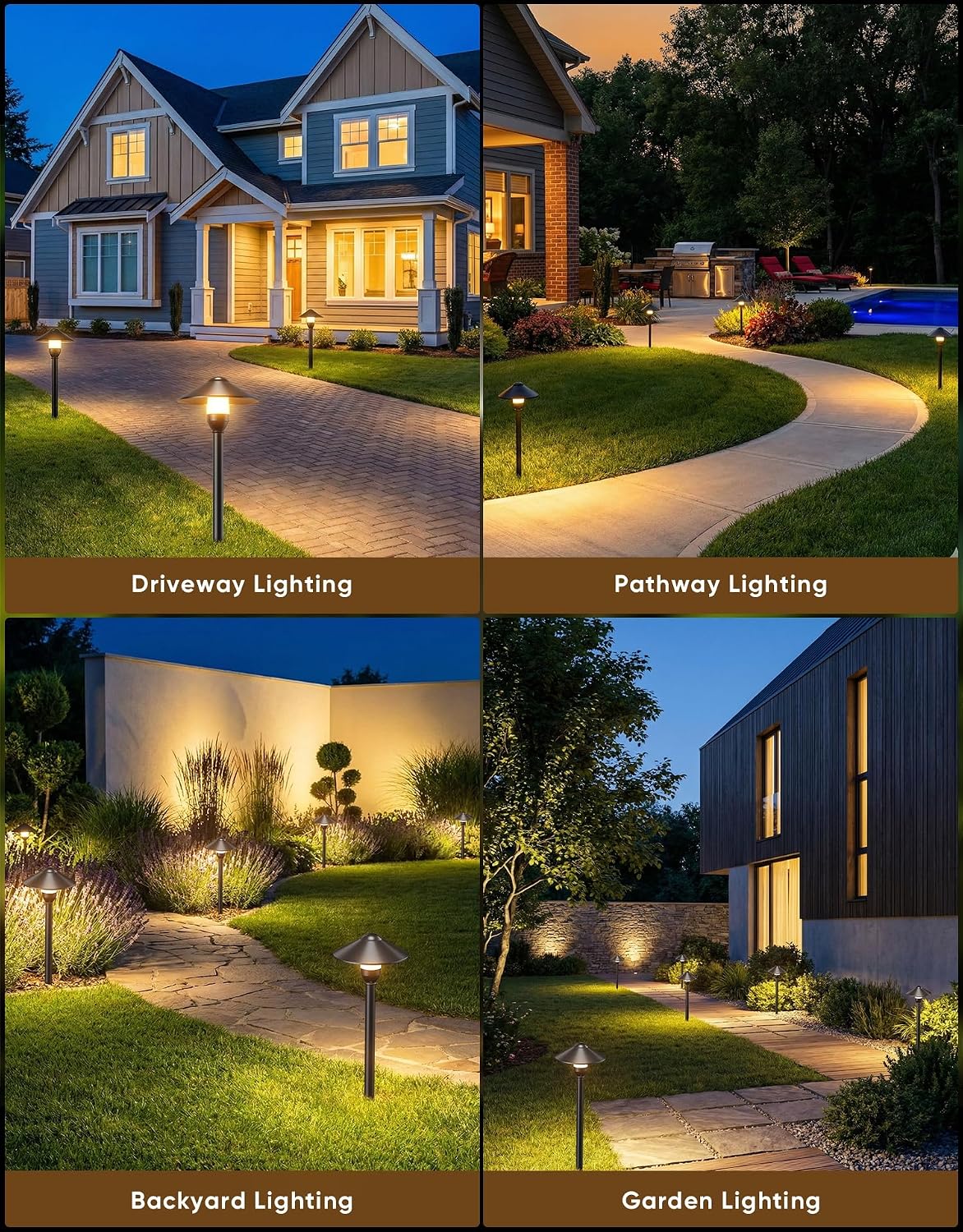 PARTPHONER Low Voltage Landscape Lighting 12-Pack, Aluminum 12V Pathway Lights with G4 Bulbs, Waterproof Stylish Matte Black Color Round Shade Path Lights with Connectors for Walkway Yard Garden