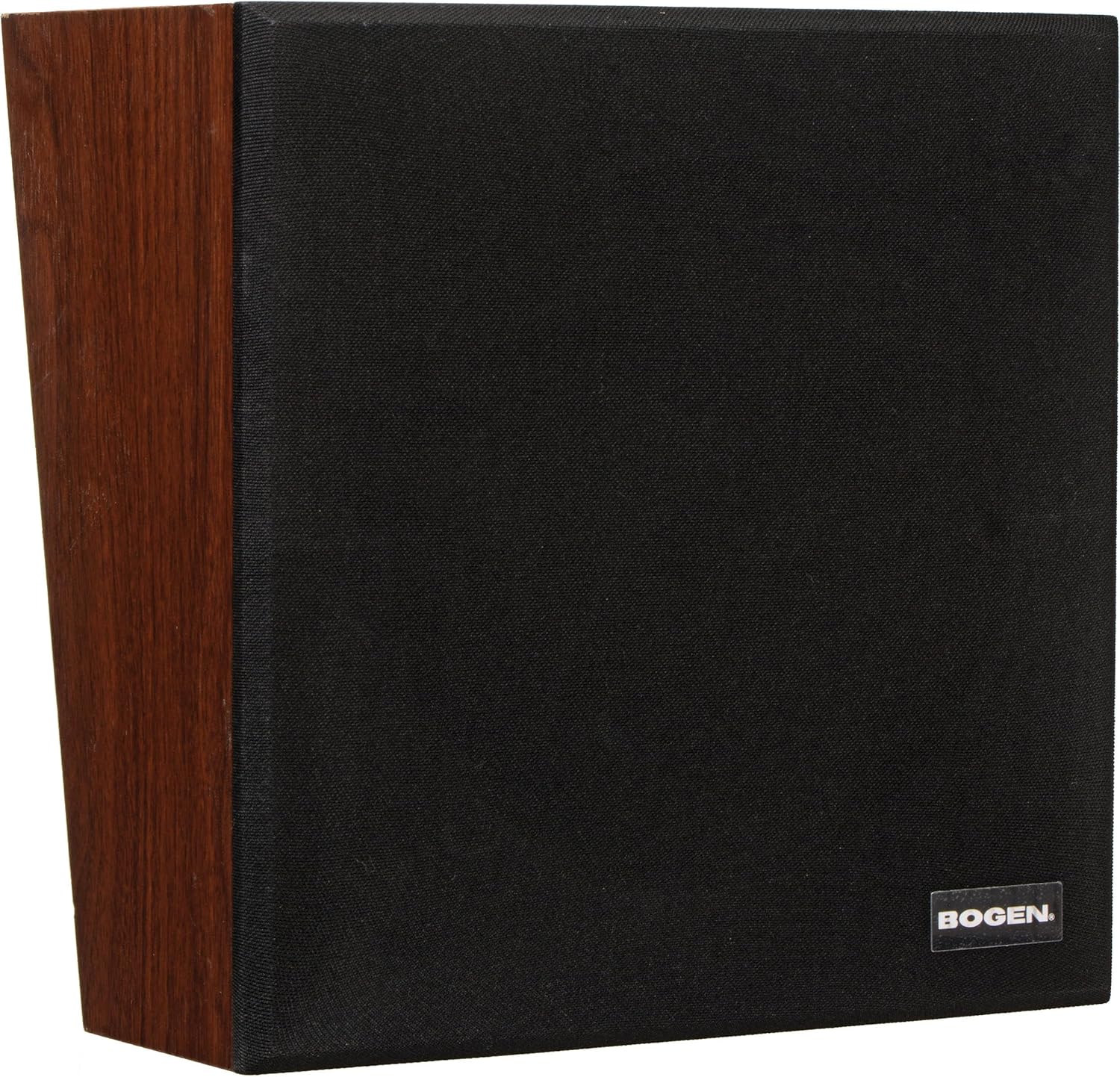 Bogen WBS8T725V Wall Baffle Speaker, 8 Inch Cone, 4W Transformer Tapped, 25V 70V PA Speaker, Simulated Walnut Angled Wall Baffle, Recessed Volume Control, Indoor Use