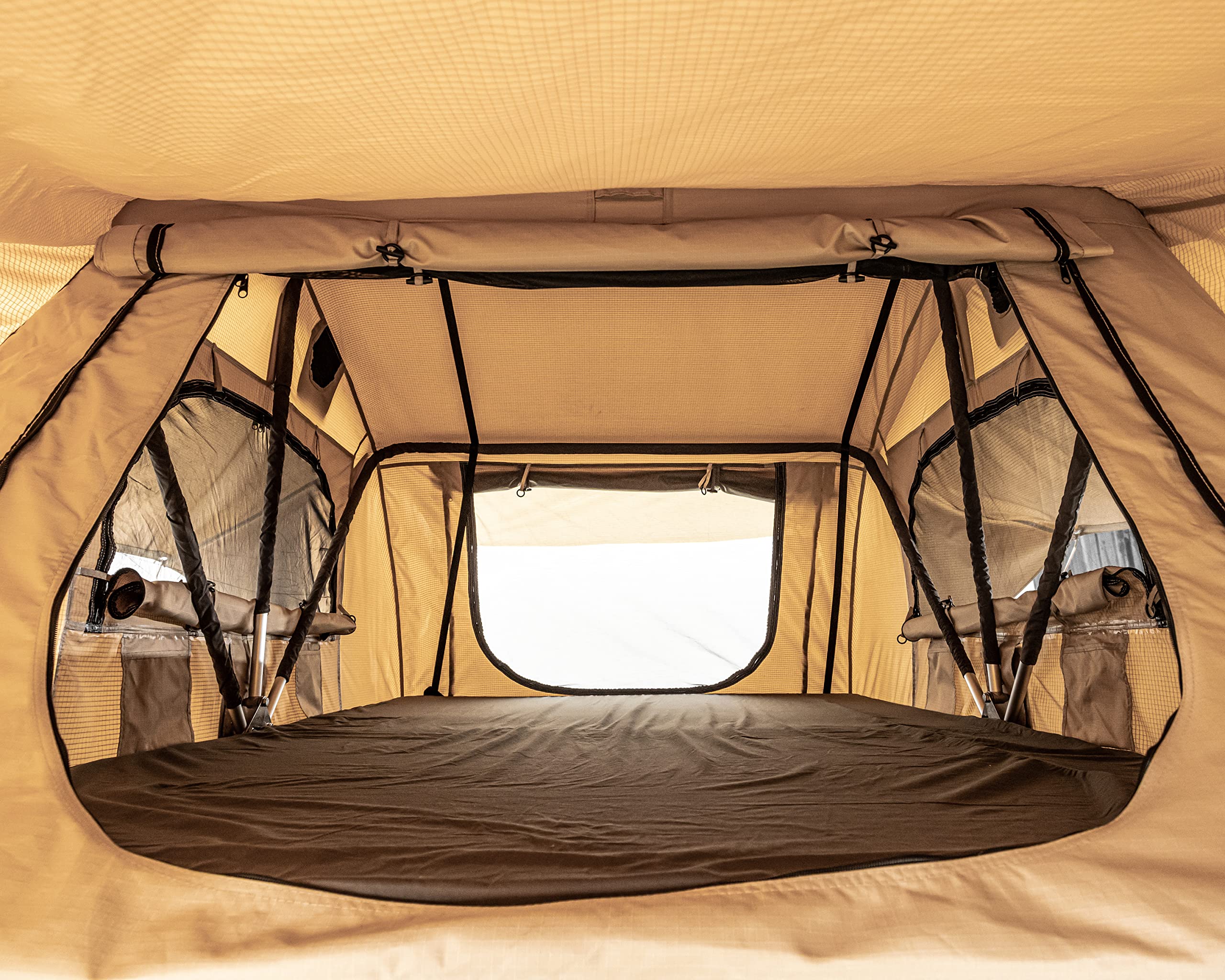 Dragon Winch Zelt mit Vorraum (Vorzelt) + Matratze - Komfortables, geräumiges und mobiles Campingzelt, komplett mit Teleskopleiter, Zubehörtaschen und Moskitonetzen | Camping Zelt | Wasserdicht