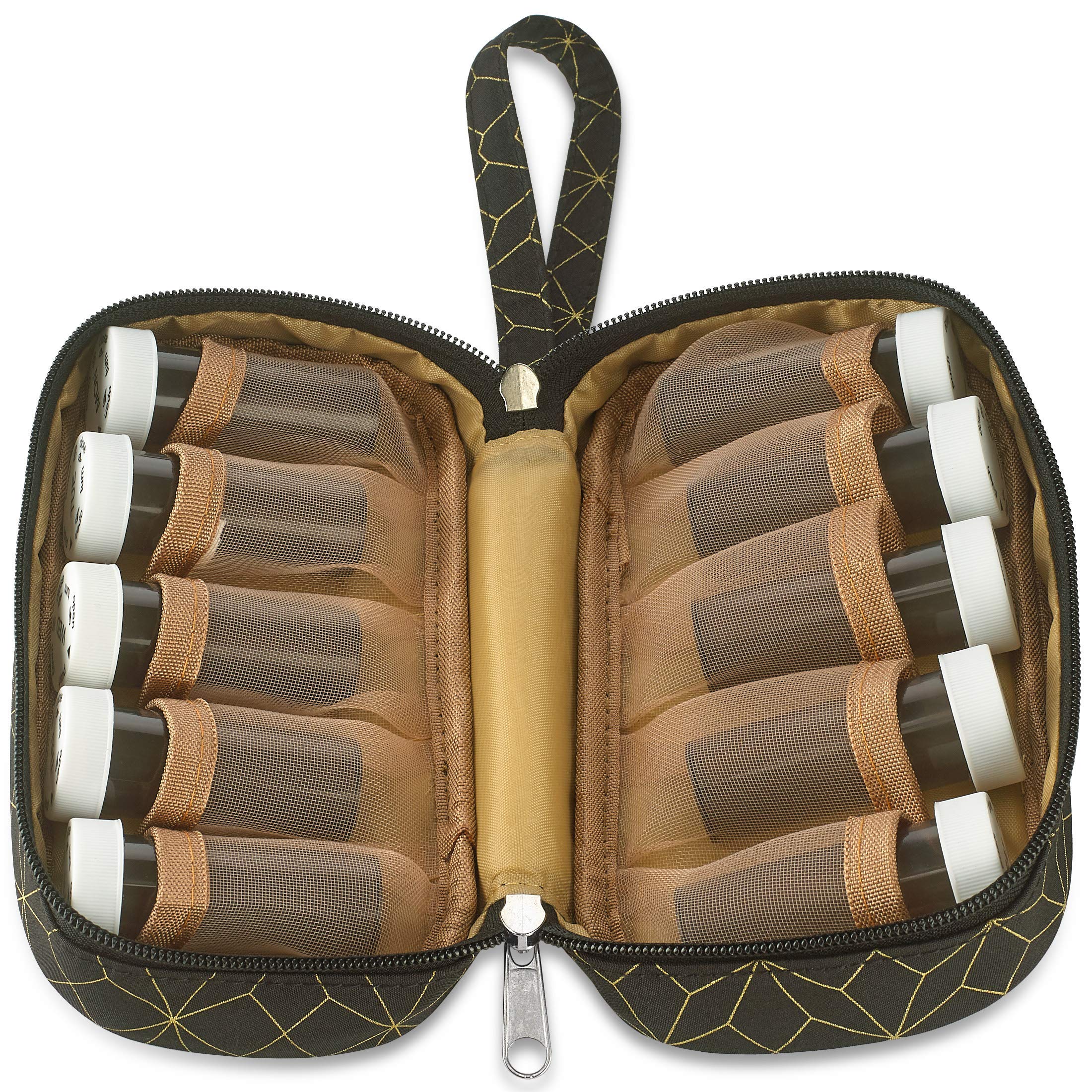 Pastillero y organizador de frascos de píldoras - Bolsa de transporte para frascos de píldoras semanales y diarias con 3 frascos diarios adicionales