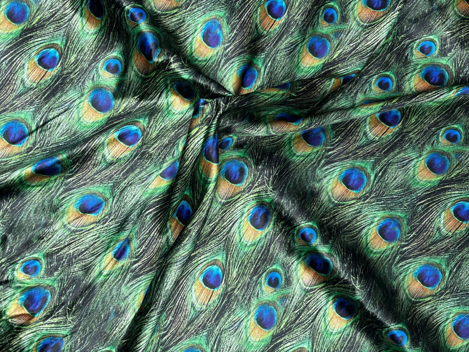 Satin Silk Digital Print Unstitched Fabric 2.5 Meter Peacock Feather I Unstitched Fabric for Kurti, Gown, Dress, Blouse, Tops I Ideal for festive, party, casual, and designer outfits-image-28