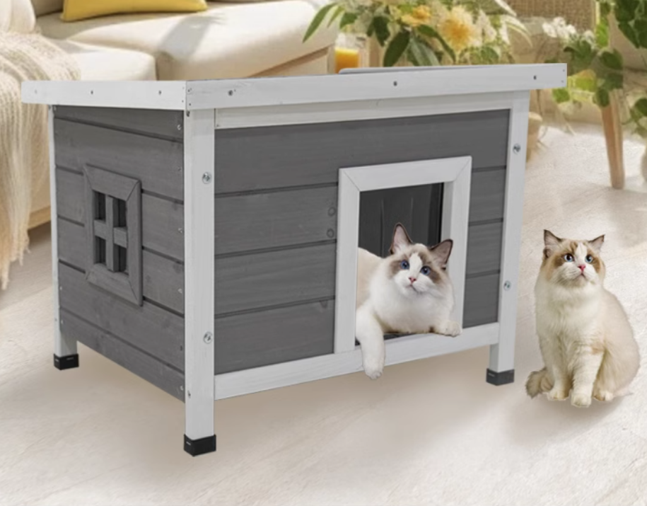 Amazon | 猫 ハウス 屋外 猫の家 キャットハウス 猫舎 木製