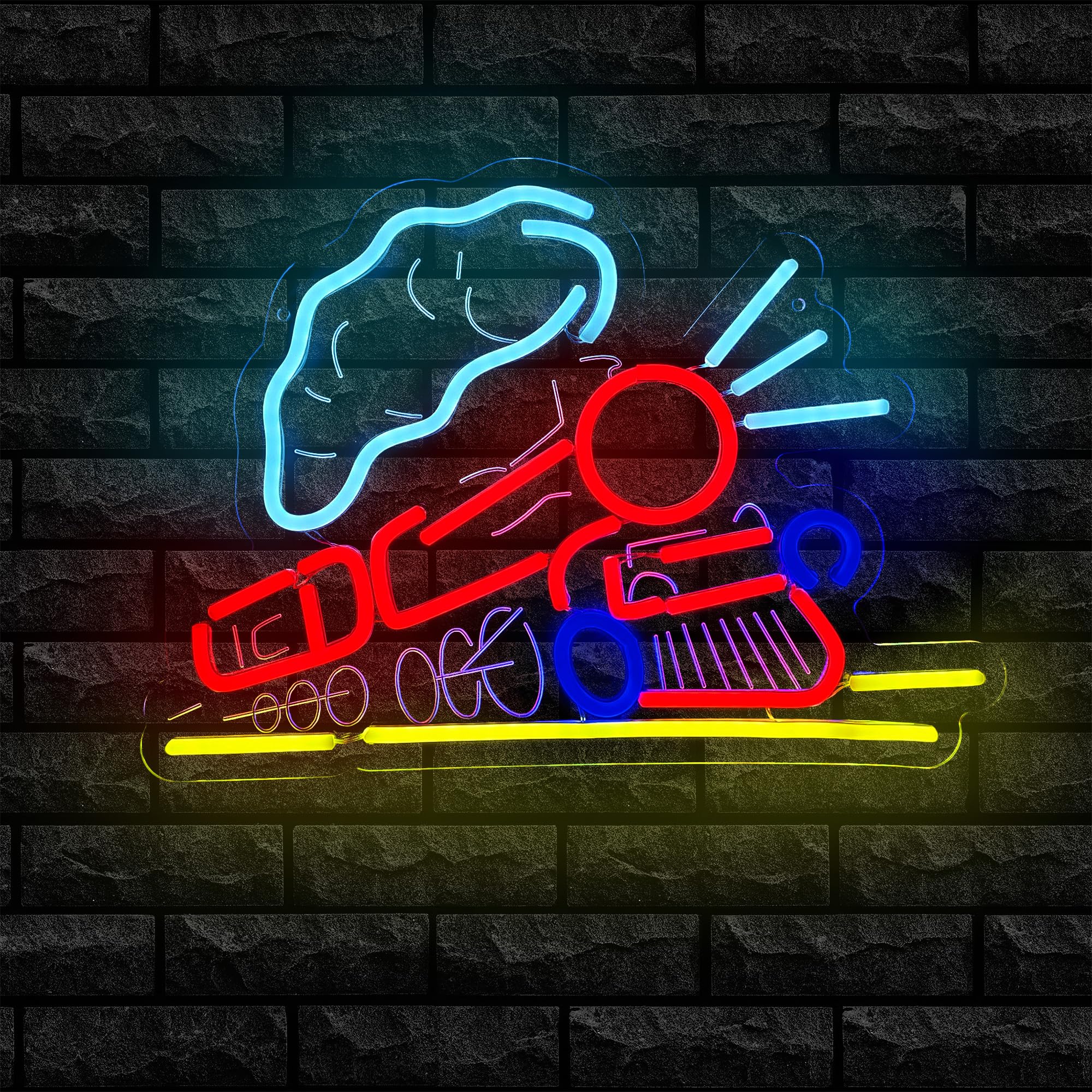 Letrero de luz de neón LED de trenes, llamativo letrero de neón para decoración de pared, perfecto para habitación de niños