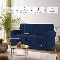 Vista 123 de CHUN YI - Funda elástica para sofá (7 piezas), funda para sofá de 3 plazas con tres respaldos y cojines separados con banda elástica, tela jacquard