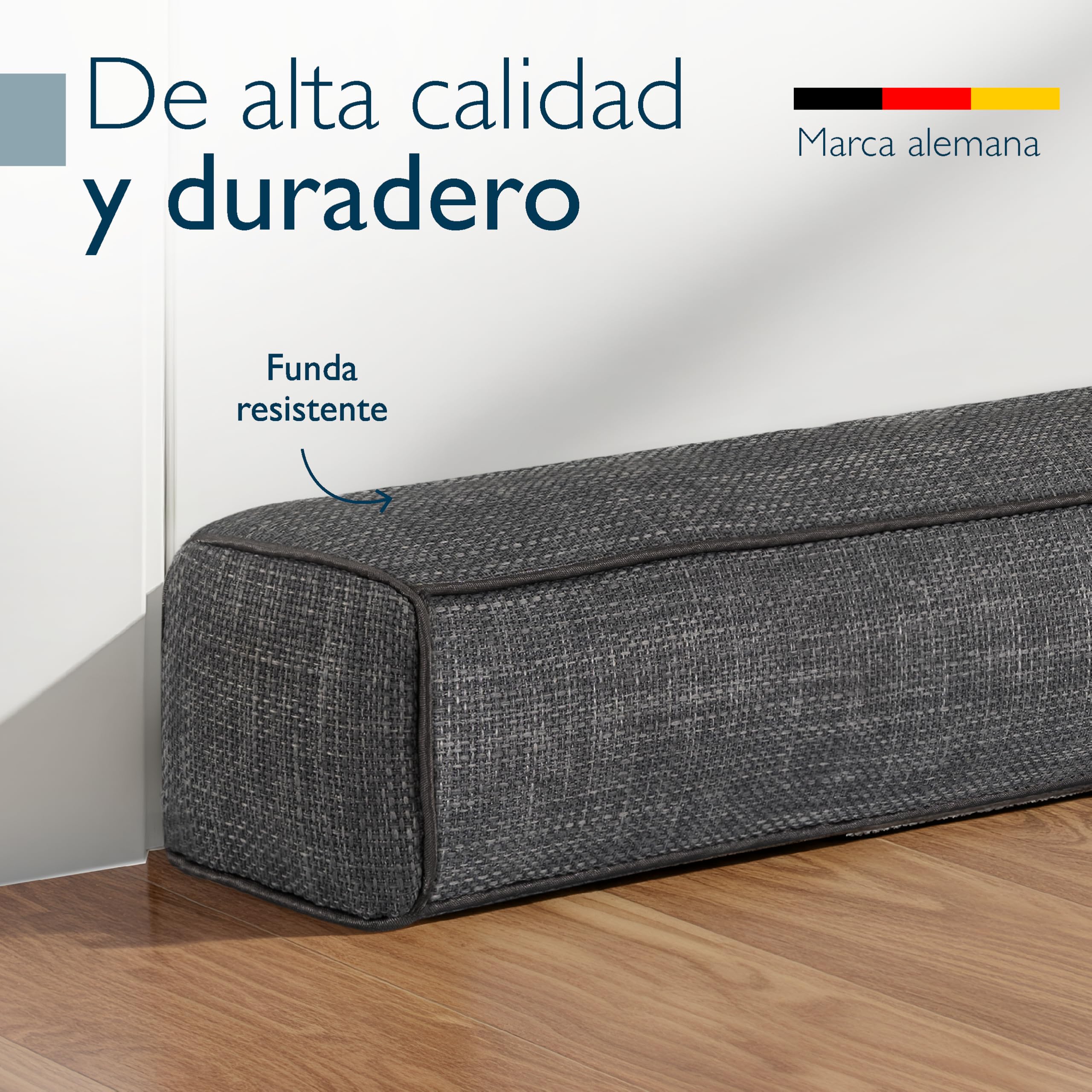Beautissu Burlete Puerta Cojin 100 cm – Cojín Aislante Puerta contra Frío – Burlete Cortavientos Gris Oscuro – Tapa Puertas para Frío – Cojín Puertas Entrada Decorativo Levante