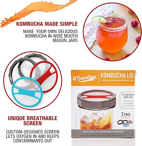 Miniatura 3 de Masontops Tapa de Kombucha  Suministros para tarros de masón de elaboración de cerveza casera  Kit de inicio de fabricación de kombucha orgánico