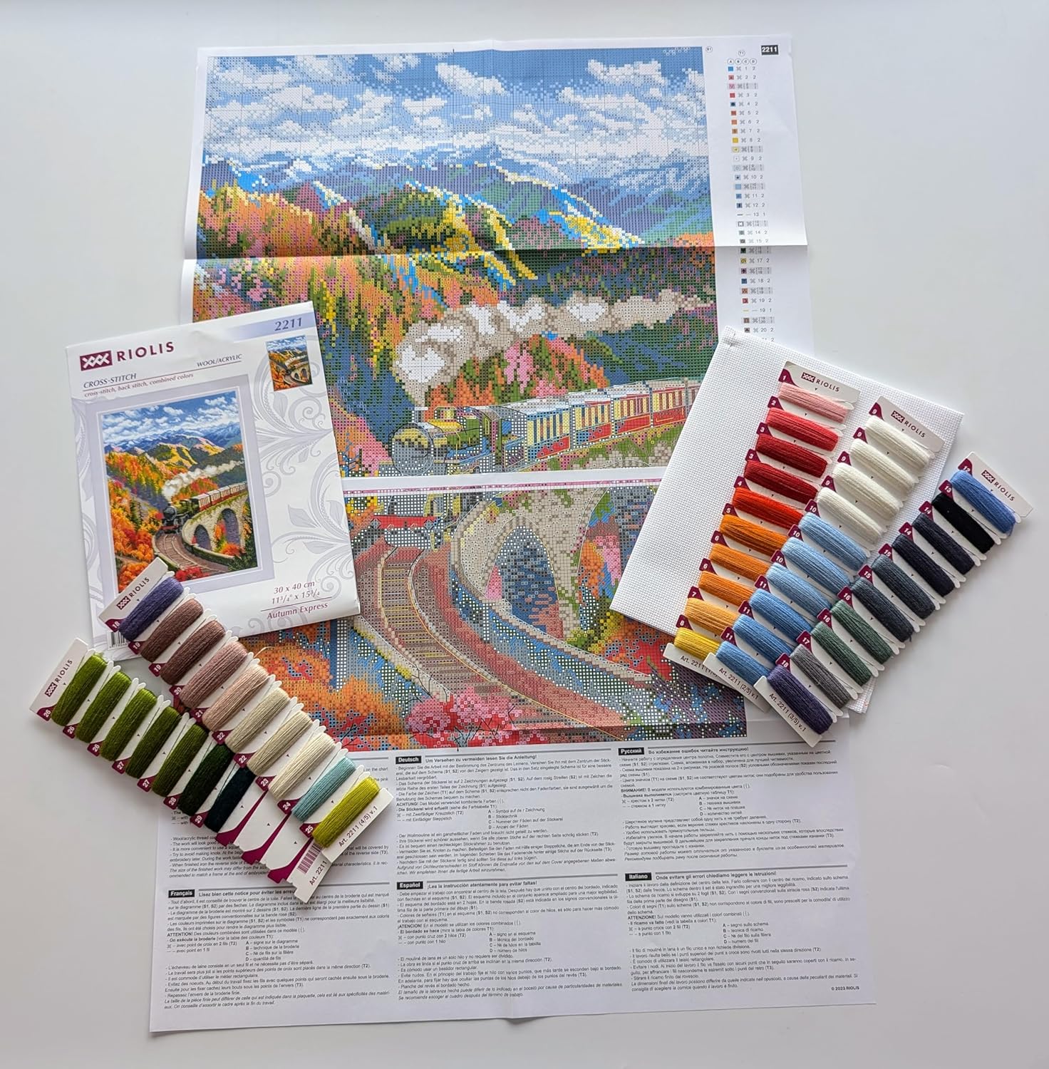 RIOLIS - Autumn Express 2211, Cross Stitch Kits 11¾" x 15¾", Cross Stitch Kits for Beginners & Advanced, Crossstitching Kit Adult, Embroidery Counted Stitching Kit