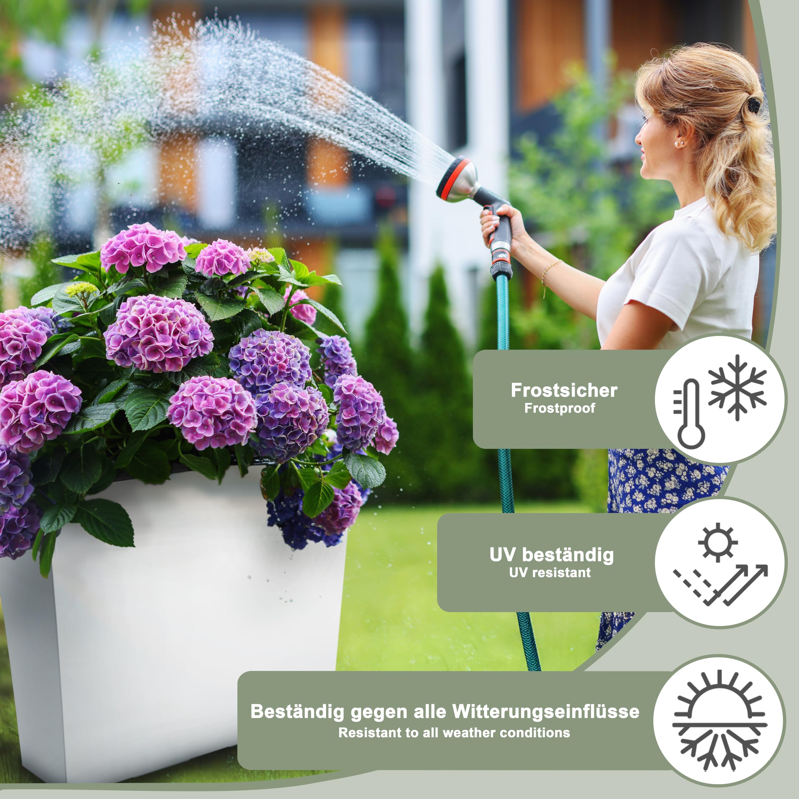 Jardinera 77x23x68 cm | Macetas de plástico, Resistente a la Intemperie y versátil | Jardinera Ideal para balcón e Interior | Maceta de diseño Elegante | Blanco