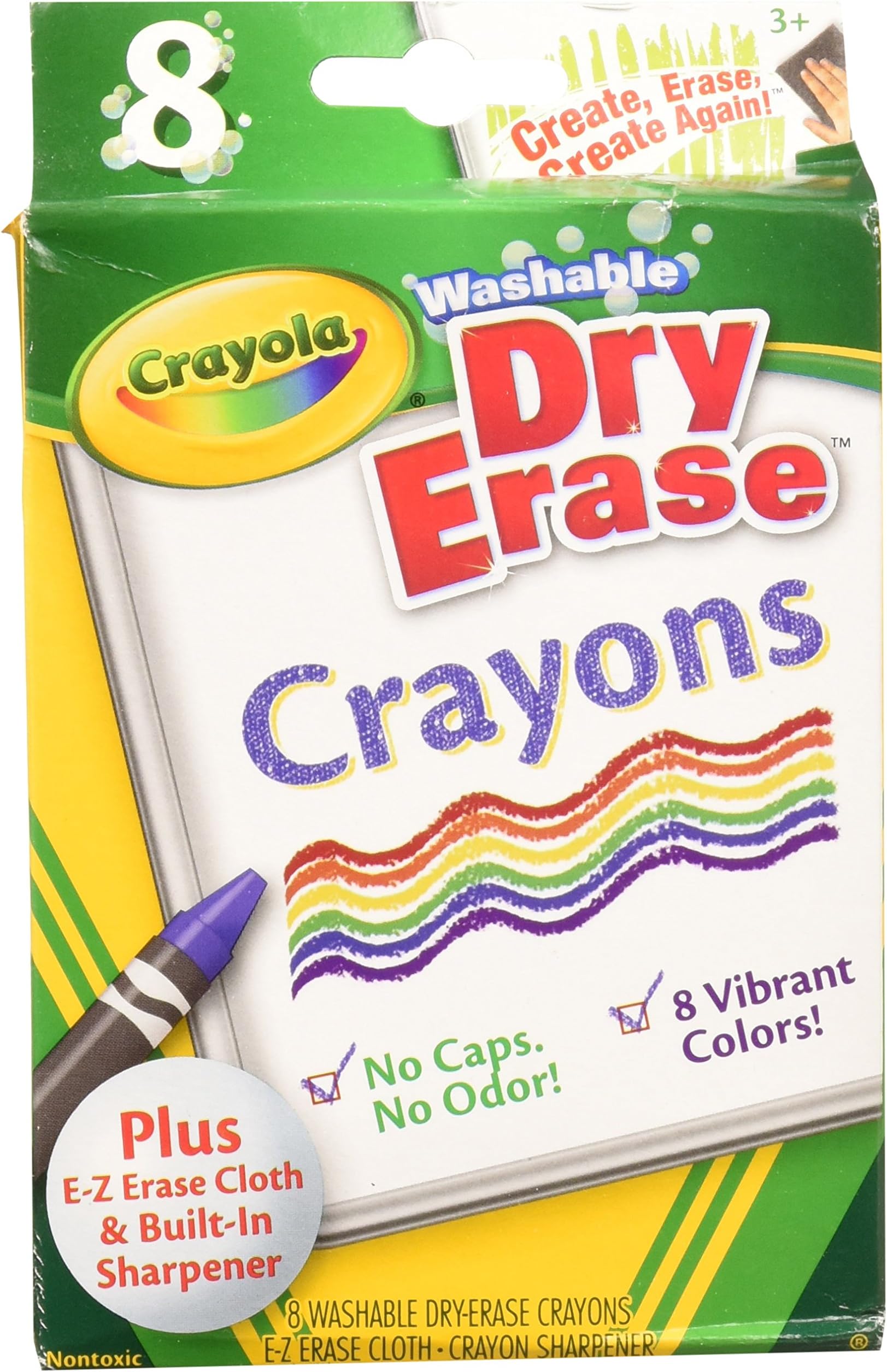 Crayola Washable Dry Erase Crayons (8ct), Includes Eraser