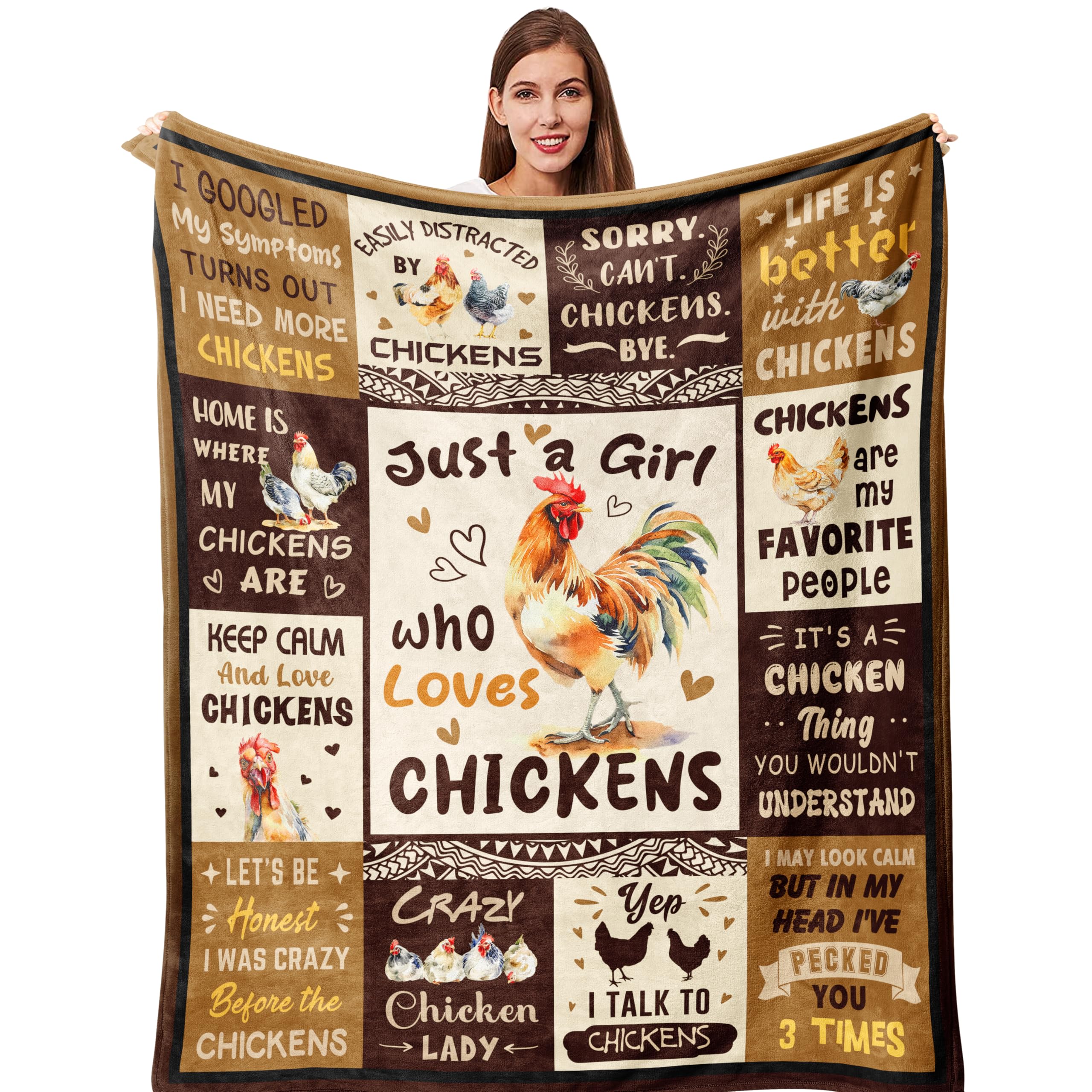 Chicken Gifts for Women/Chicken Lovers, Chick Themed Gifts, Chick Lover/Lady/Mom Presents Throw Blanket 50"x60"