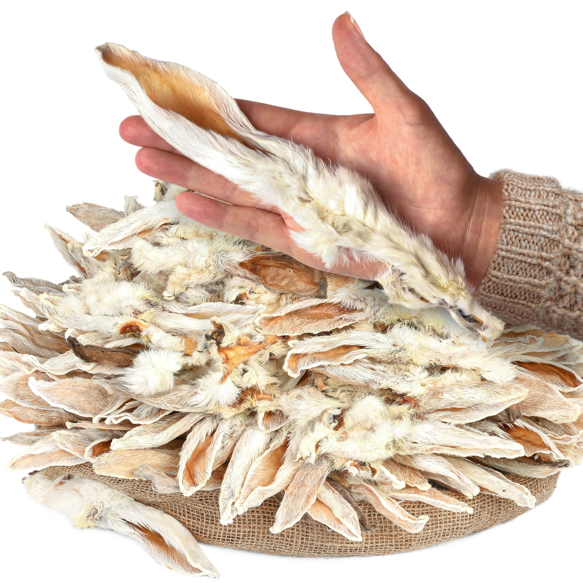 Rabbit Ears with Fur Dog Treats (200 pcs)| All-Natural, Hypoallergenic, Dehydrated Chews | Supports Dental Hygiene & Digestion | Ideal for Small,