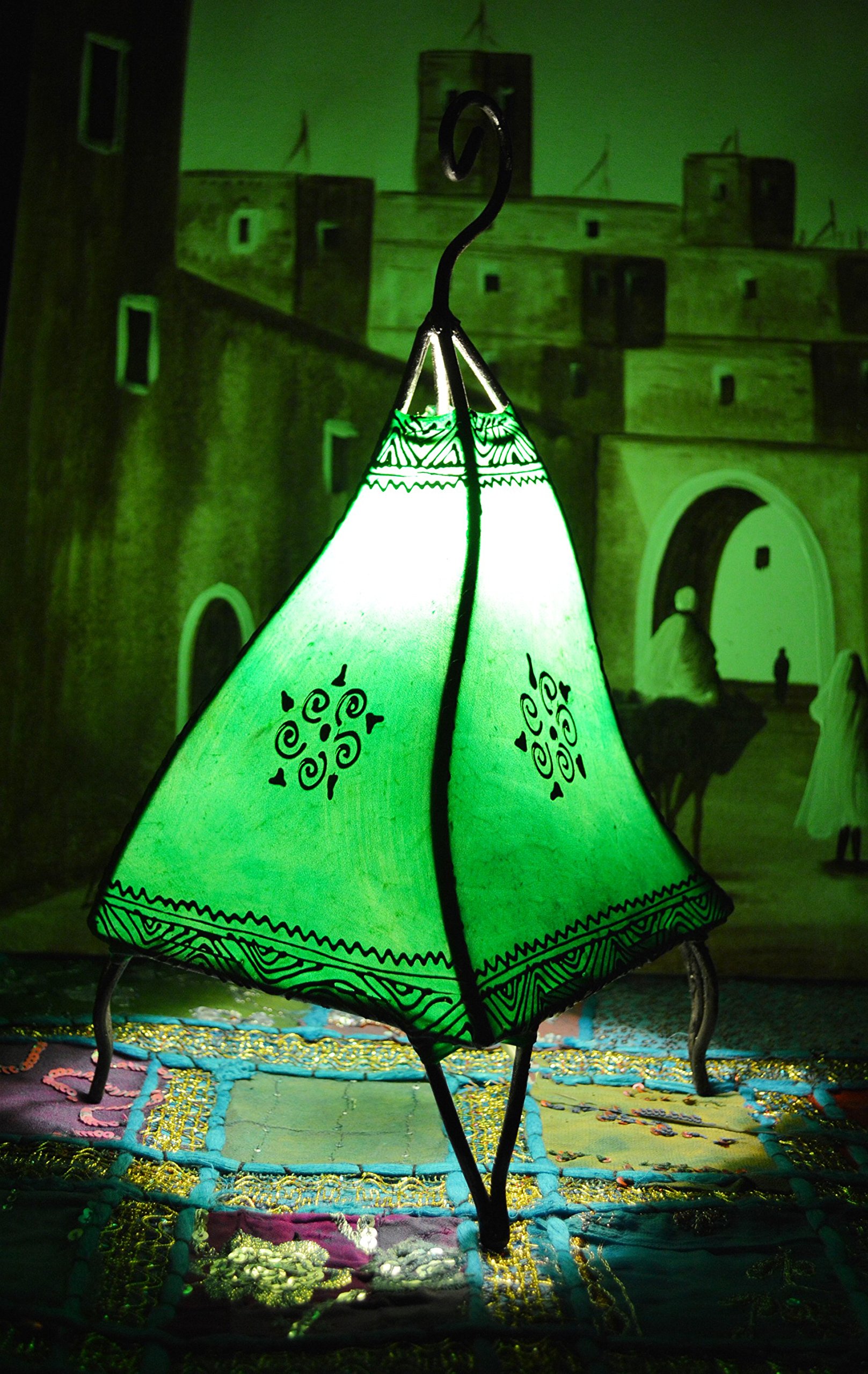 Henna Lamps & Sconces Moroccan Hand Made Leather lamp Henna Tattoo African Green
